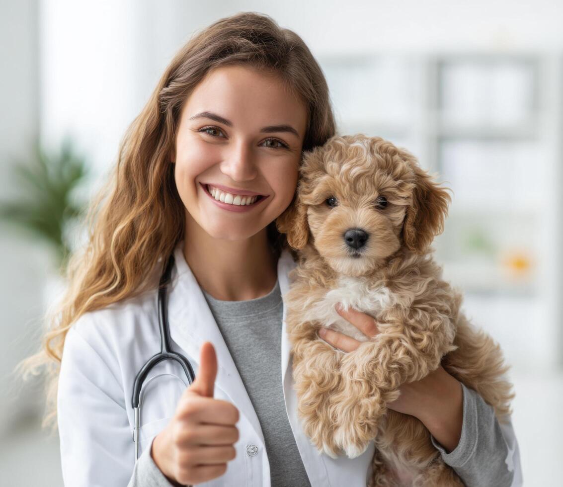 Happy Vet with Adorable Puppy Pet Care and Veterinary Services. Ensuring your furry friend receives the best possible care and at photo