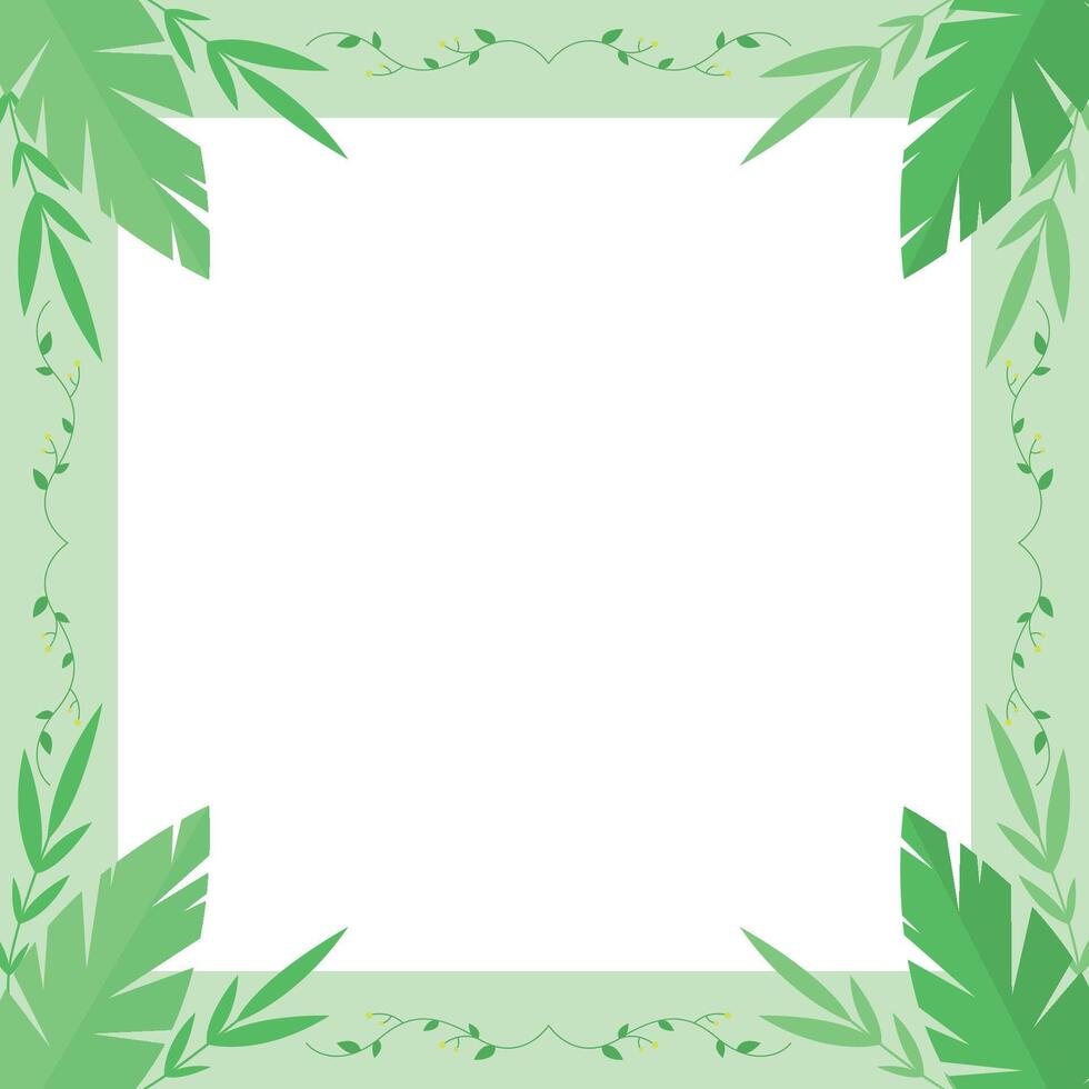 Frame with leaves and other elements on a white background. Place for text. Flora. vector