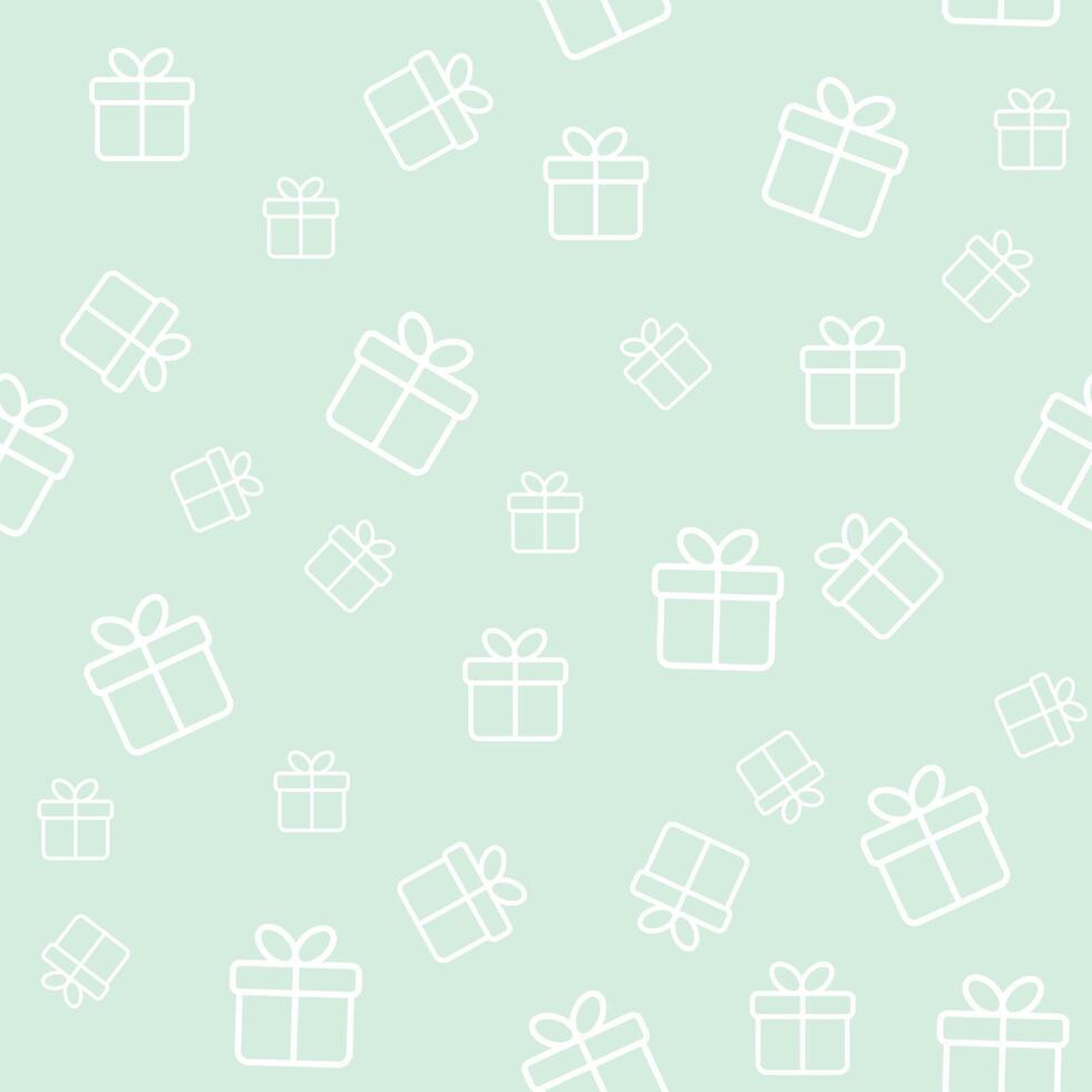 Seamless light green pattern with gift boxes vector