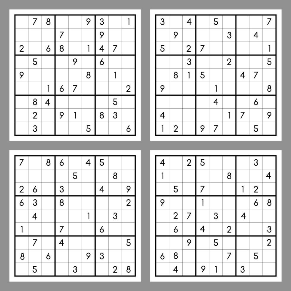 Set of sudoku games vector