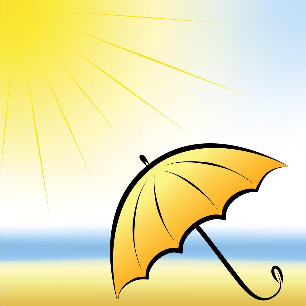Umbrella on the sunny beach illustration vector
