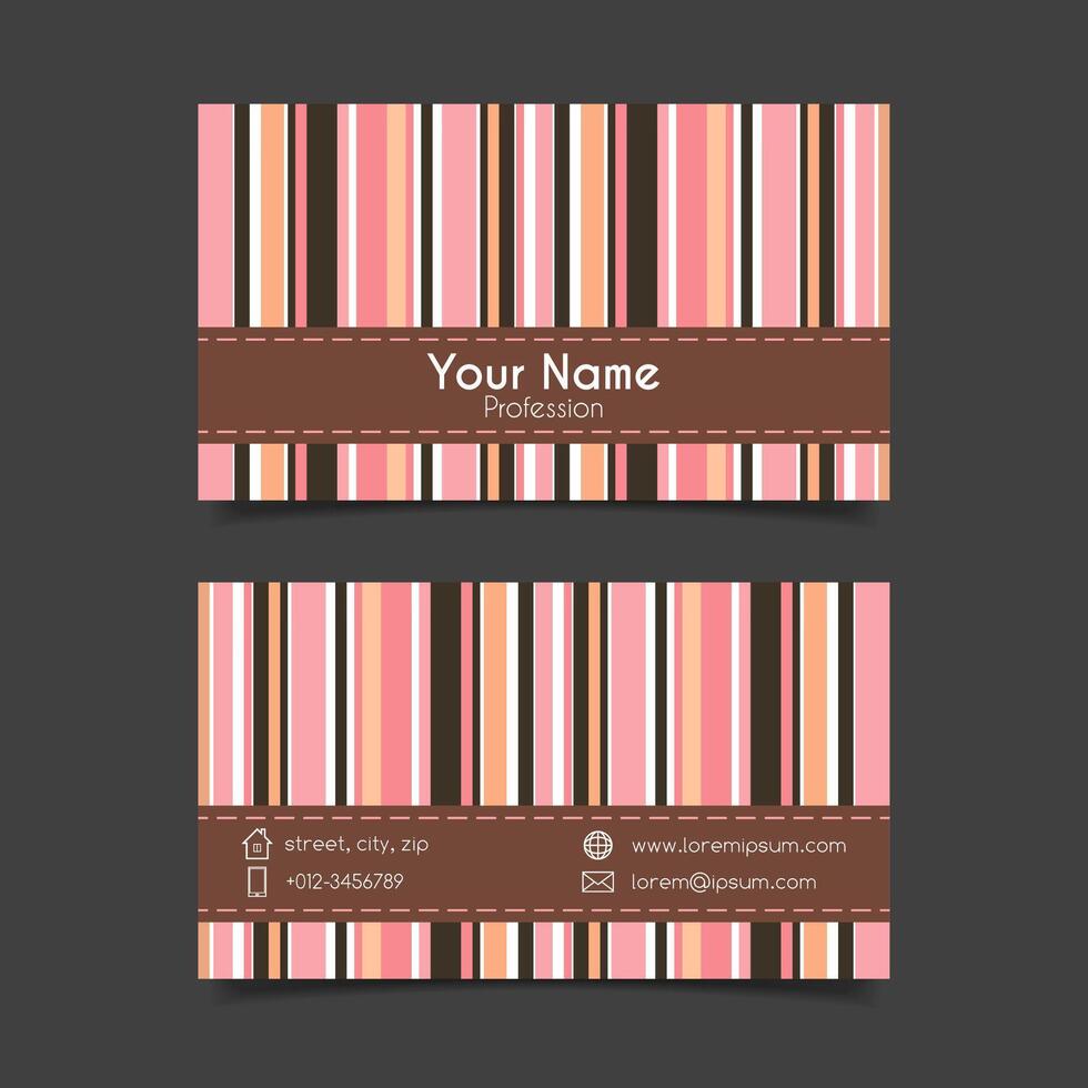 Business card striped template vector