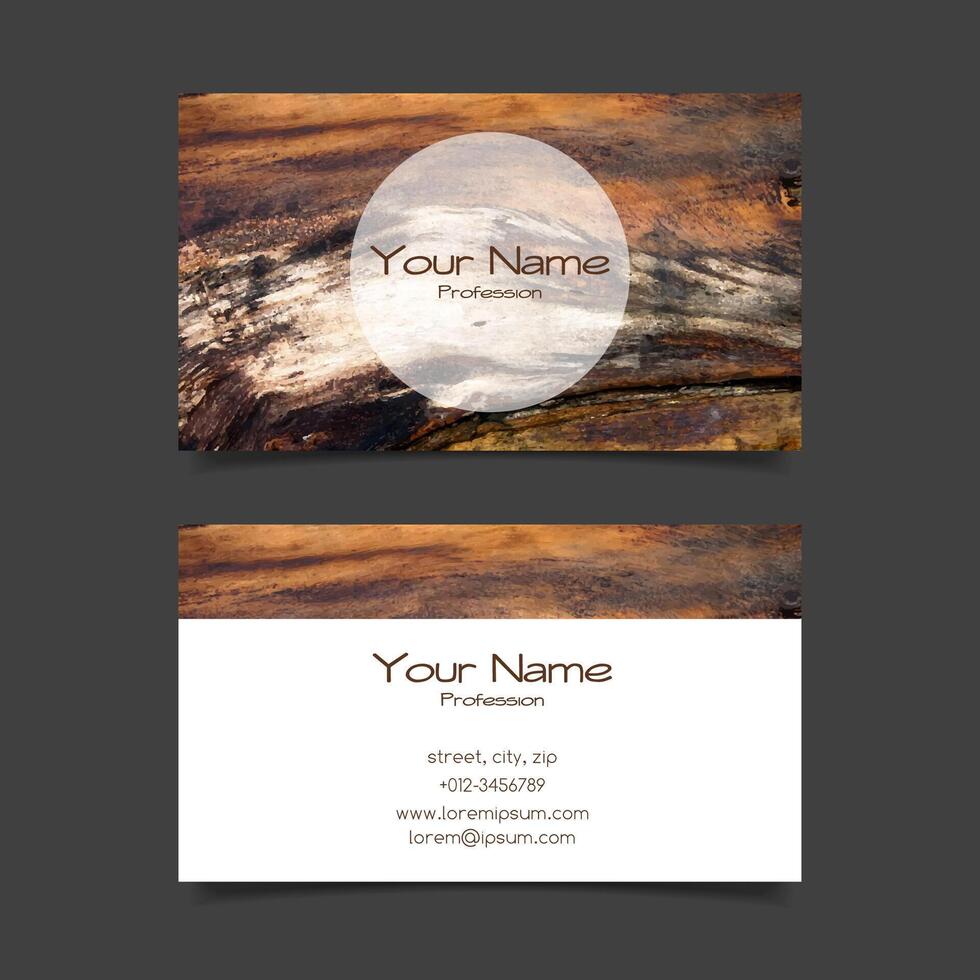 Business card template with wood texture vector