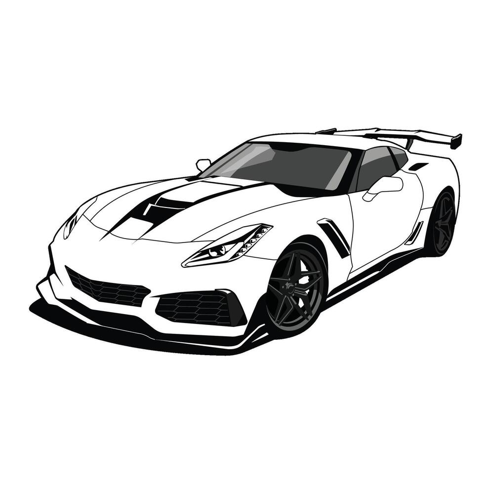 modern car black and white vector