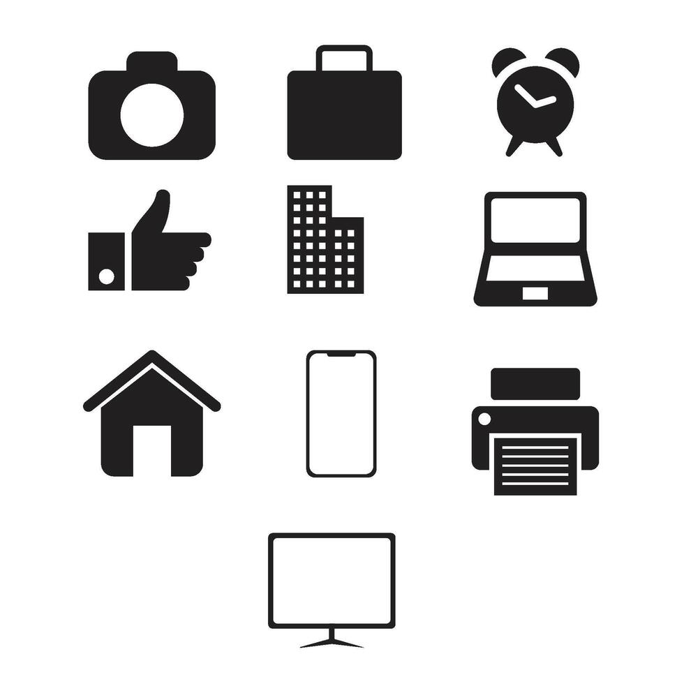 home technology icon set solid black vector