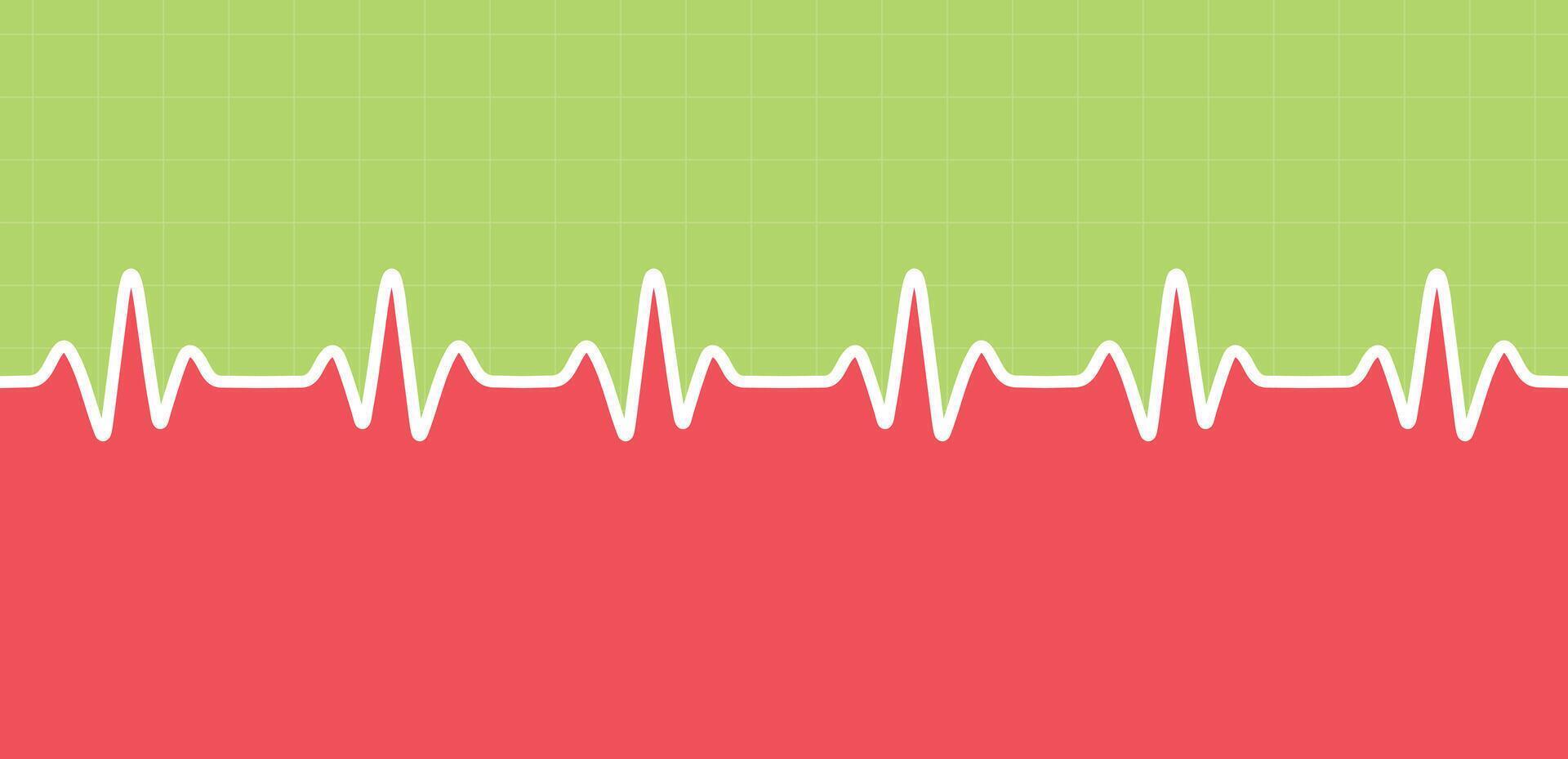Electrocardiogram on a red and green background illustration vector