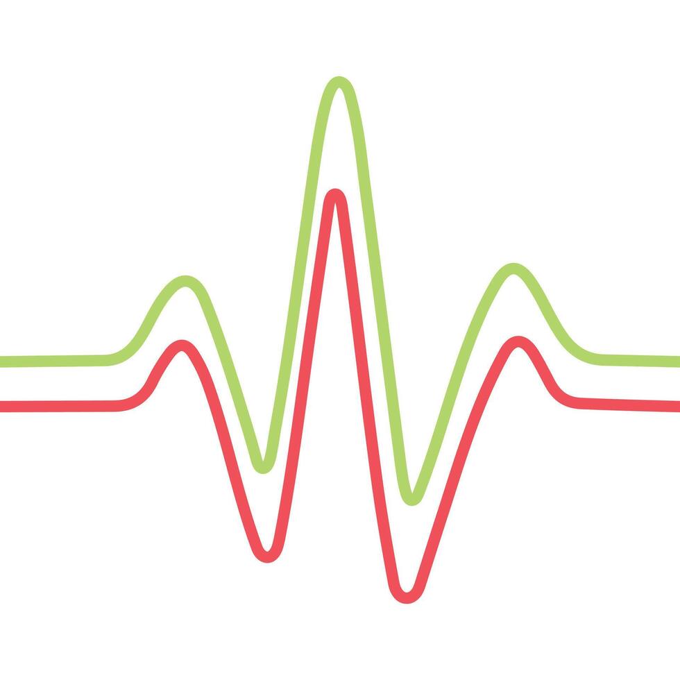 Red and green color line art heart rate icon illustration vector