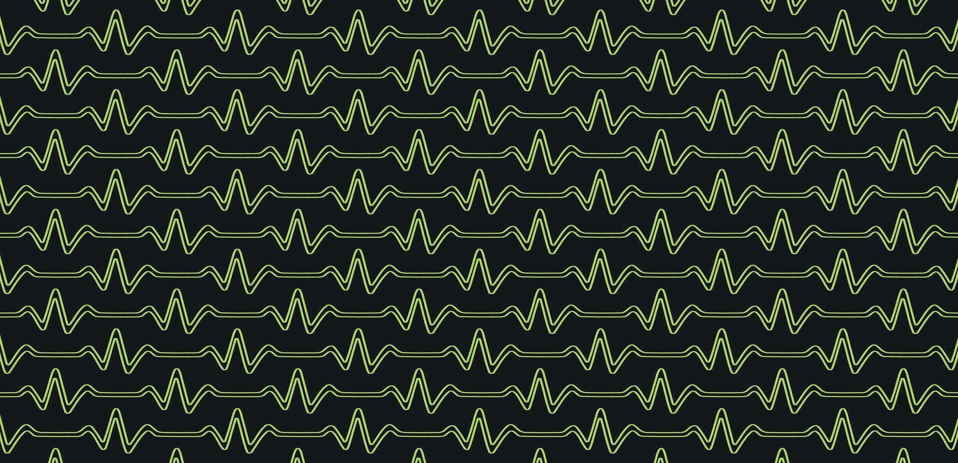 Pulse shape line art seamless geometric pattern design in green color vector