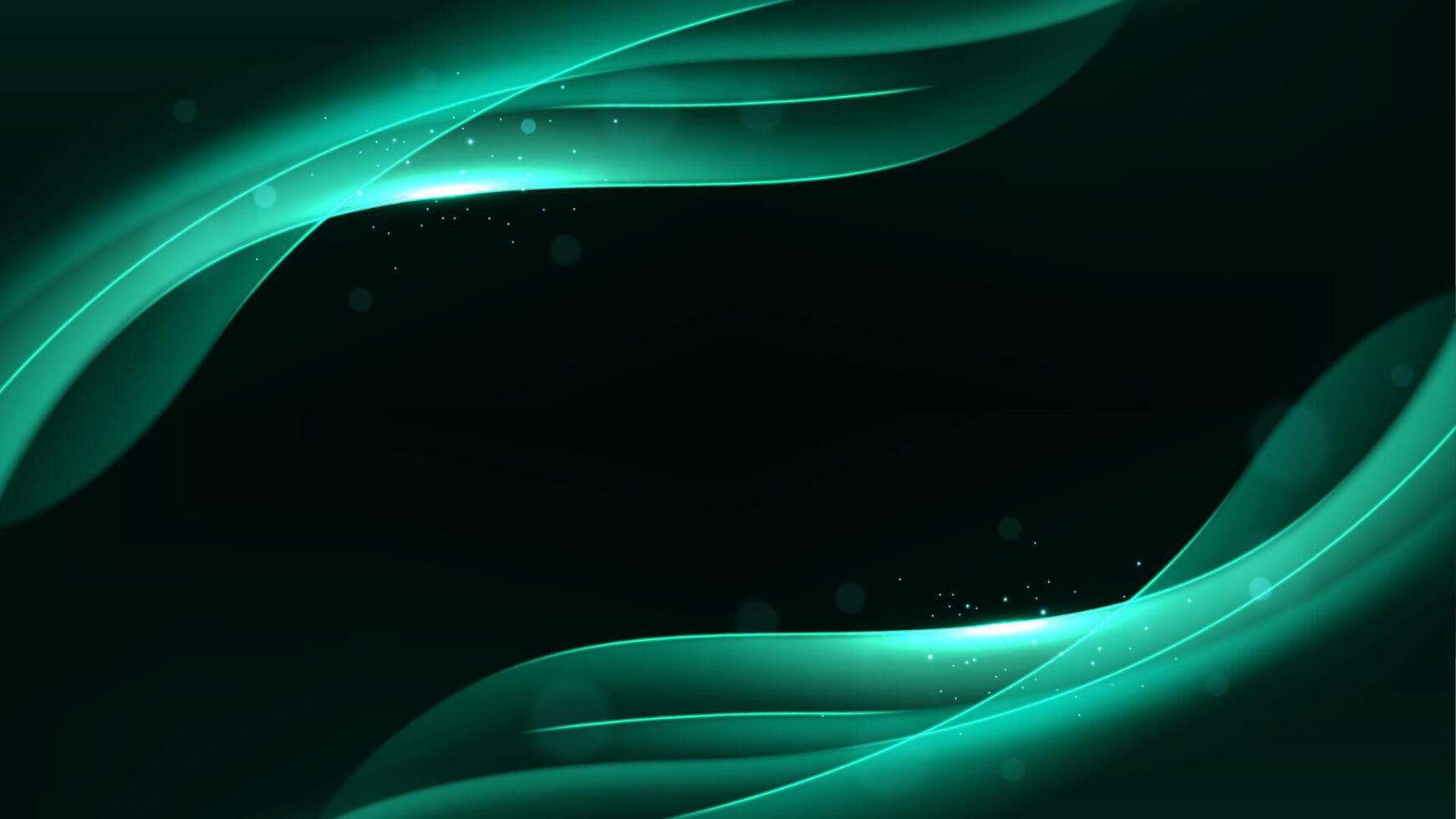Abstract Elegant Blue Green Wave on Dark Background with Lighting Effect and Sparkle, Illustration vector