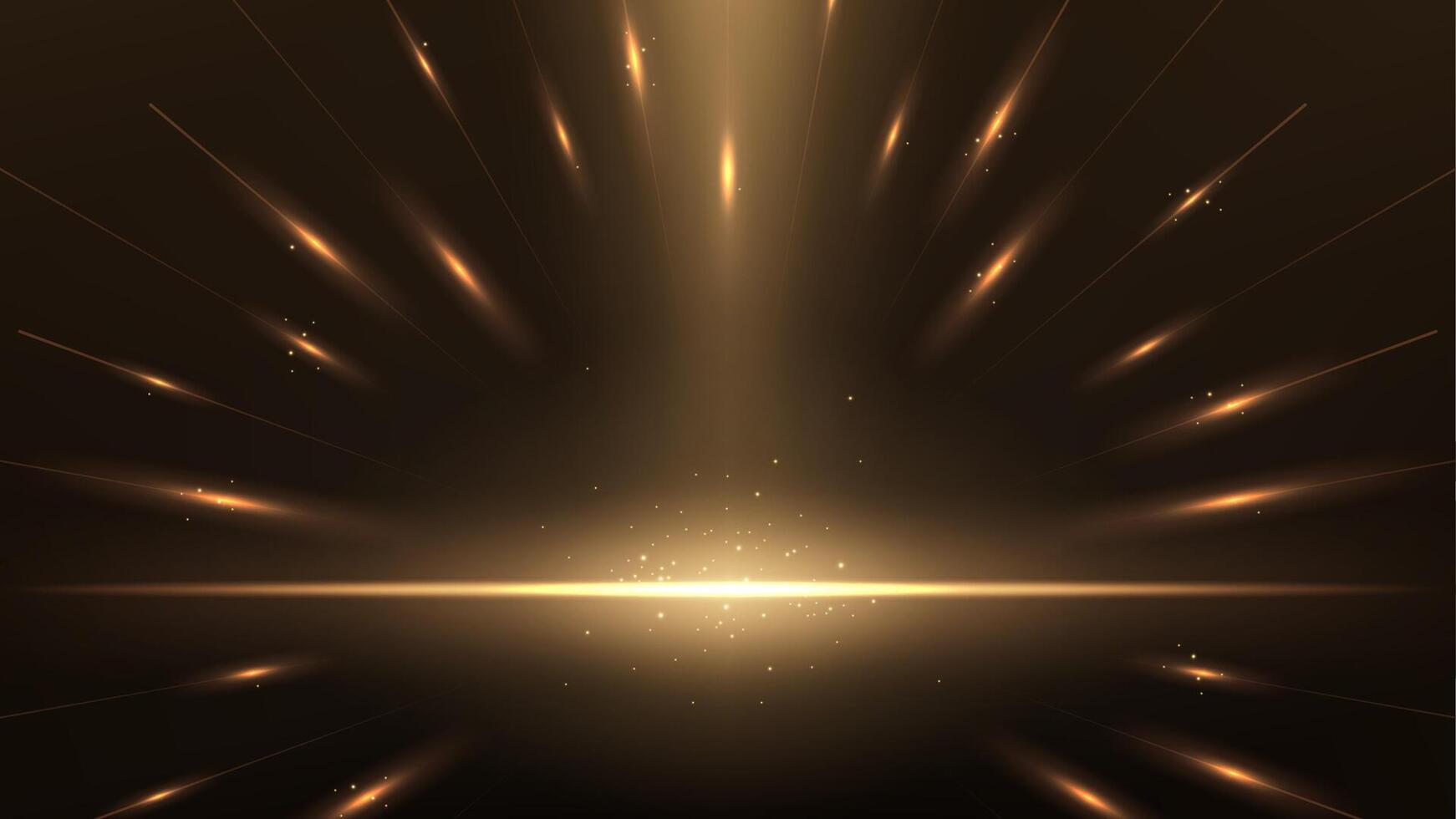 Elegant Gold Glowing Line with Horizon Line on Dark Background, Illustration vector