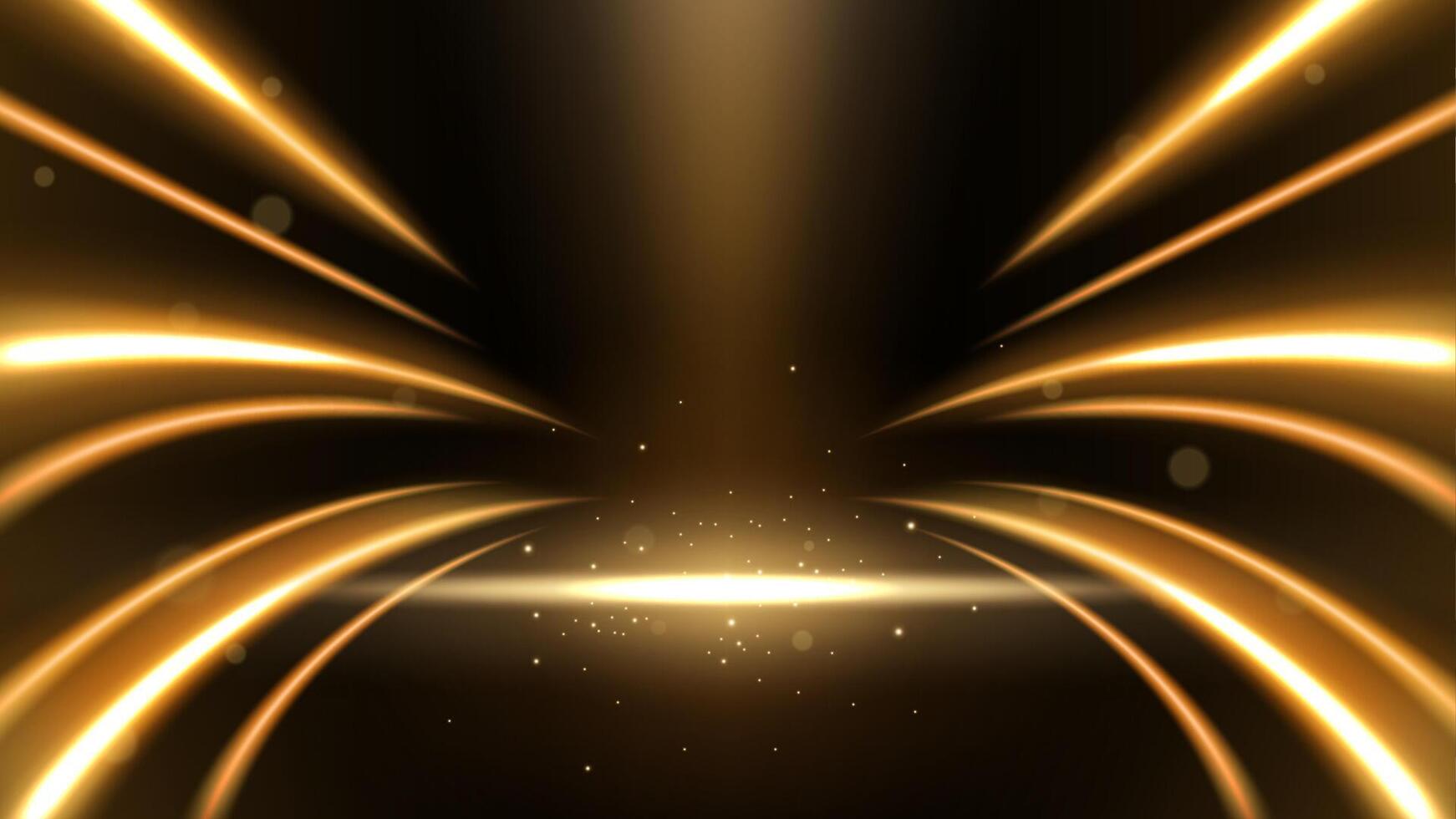 Amazing Elegant Gold Glowing Line with Lighting Effect Sparks on Black Background, Illustration vector