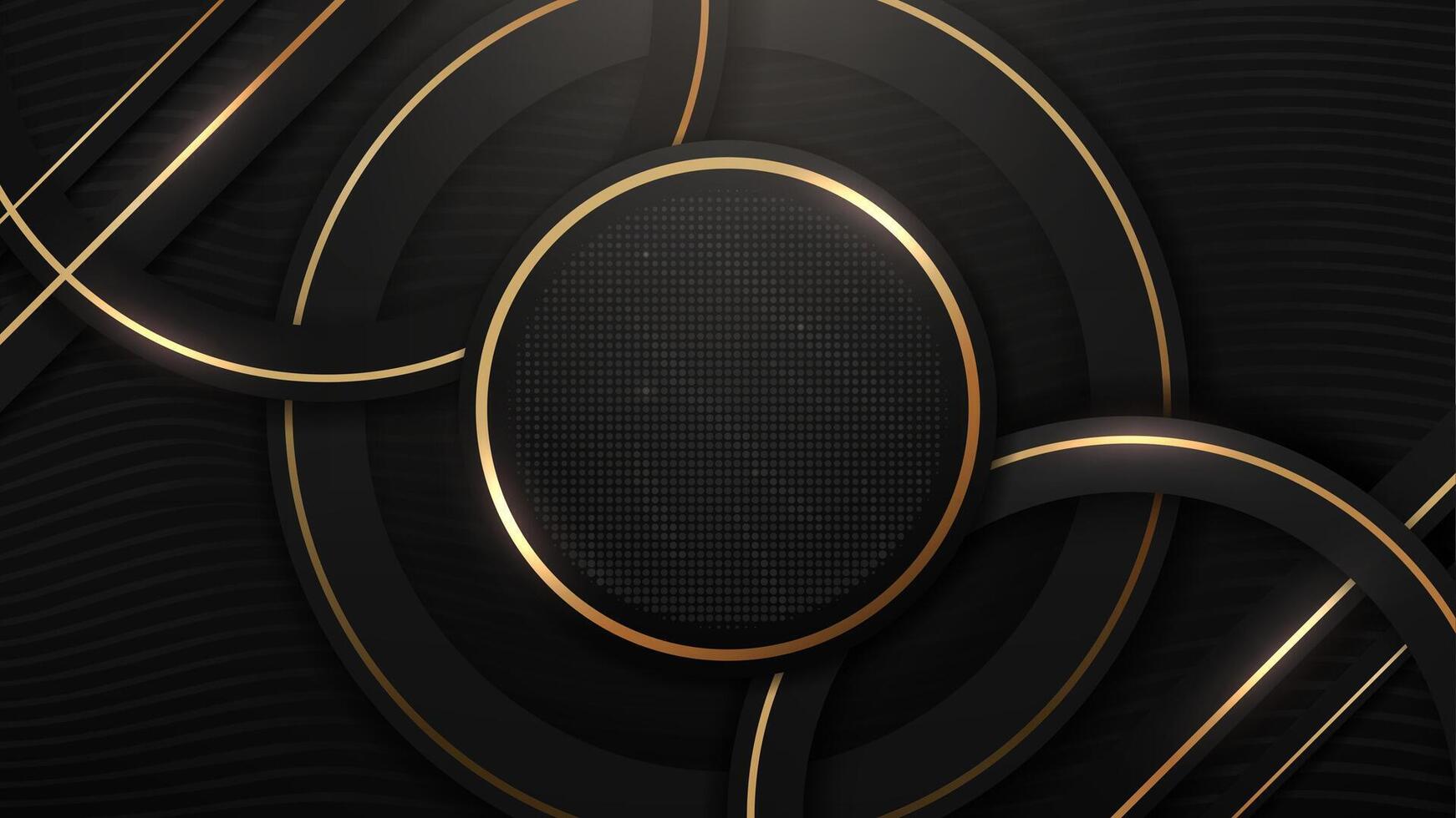 Modern Graphic Element with Rounded Geometric Shapes. Gold and Black Luxury Background, Illustration vector