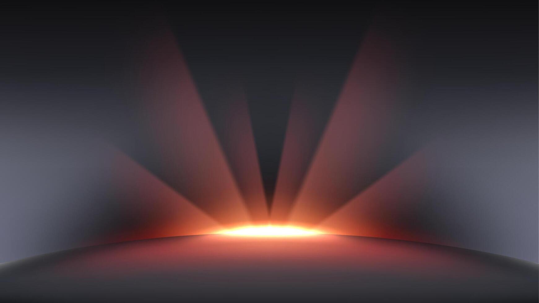 Fire Light Rising From Planet Horizon, Glowing Shine Background, Illustration vector