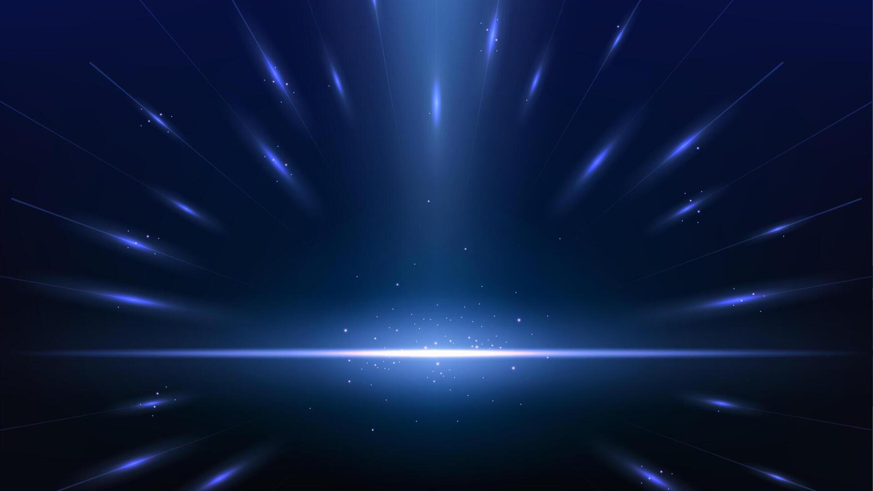 Elegant Blue Glowing Line with Horizon Line on Dark Background, Illustration vector