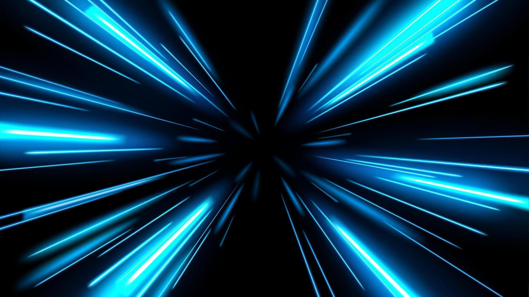 Energetic Light Trails, Zooming Blue Rays in Motion vector