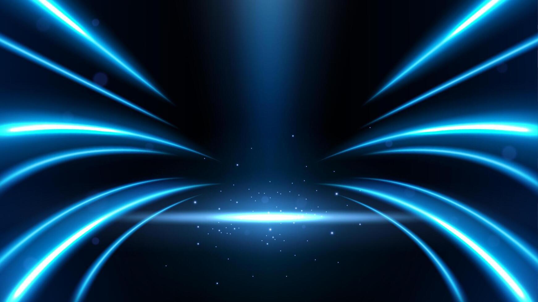 Amazing Elegant Blue Glowing Line with Lighting Effect Sparks on Black Background, Illustration vector