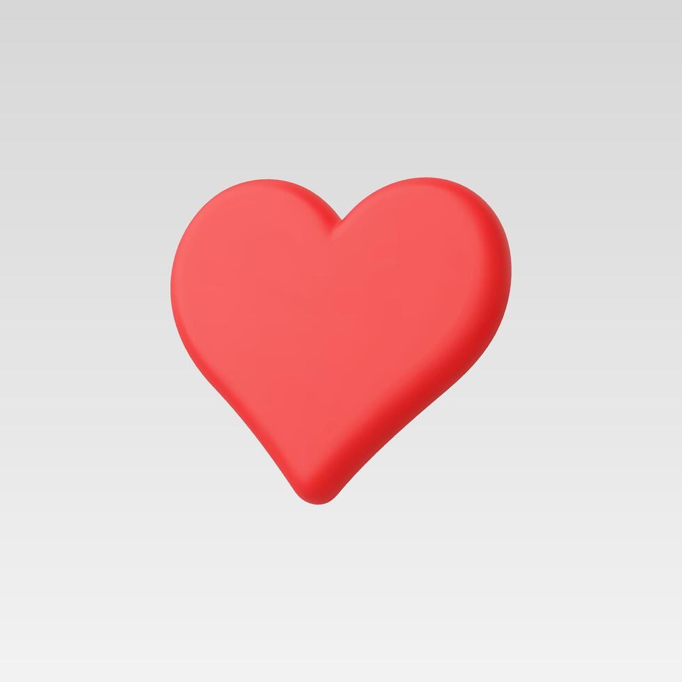 Red heart shape, 3D render, simple background vector