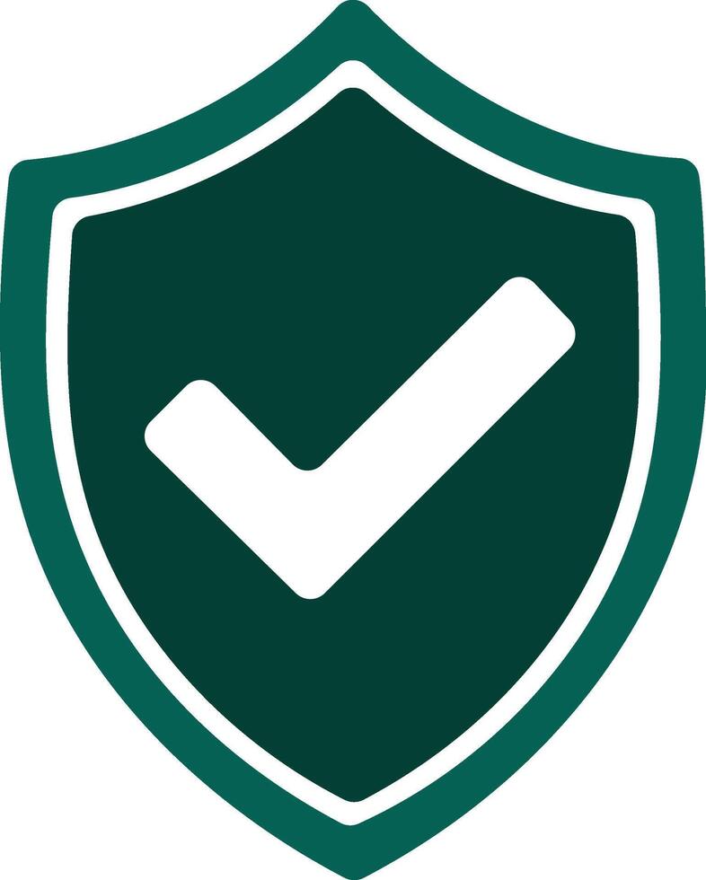 Green Shield with Check Mark vector