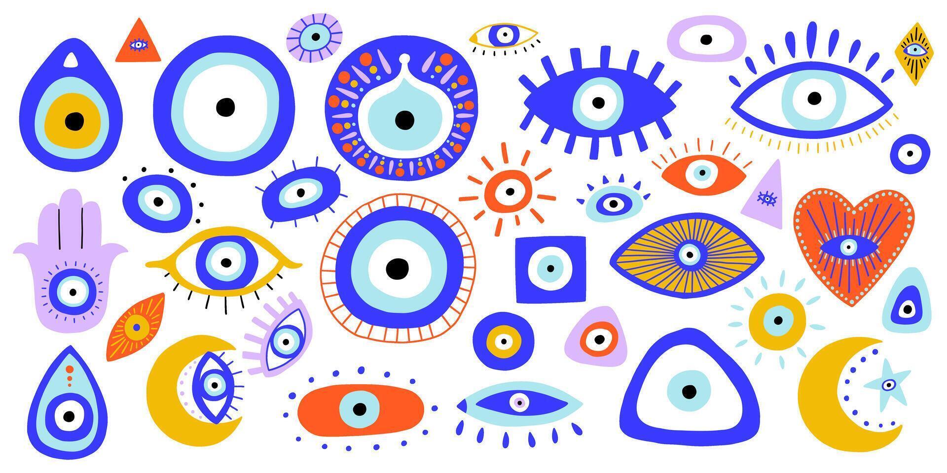 Blue Eye Greek Turkish Evil Set vector
