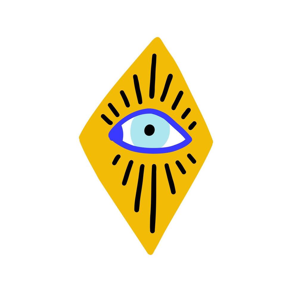 Eye evil turkish bead yellow triangle vector