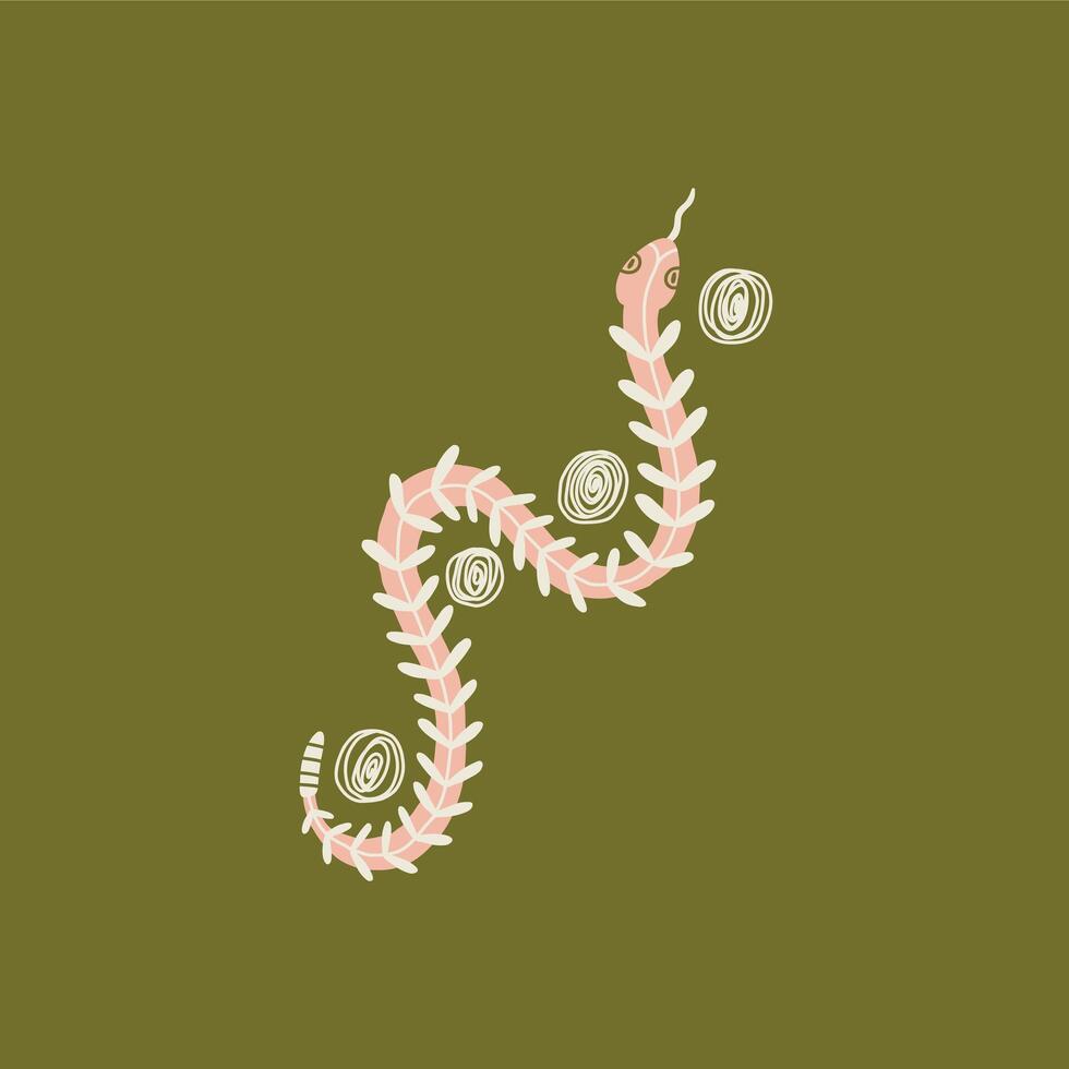 Mystical Snake Hand Drawn Illustration vector