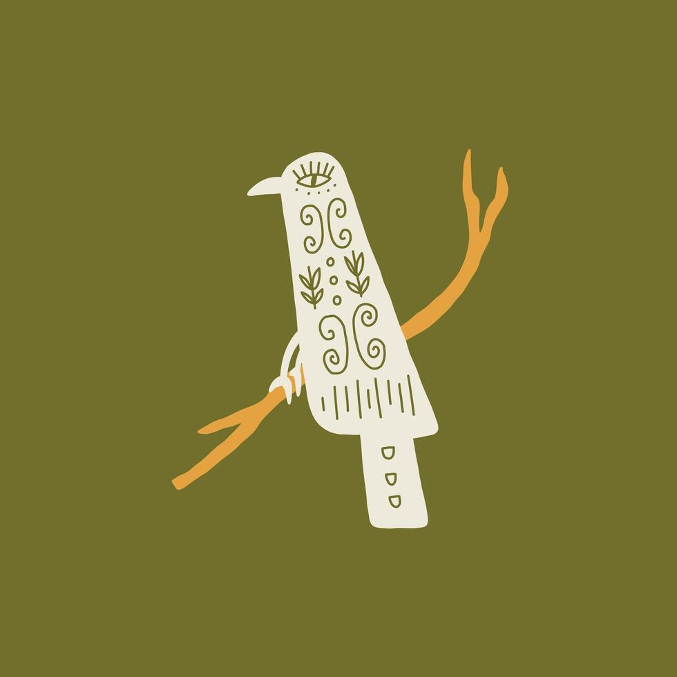 Scandinavian Folk Art Raven vector