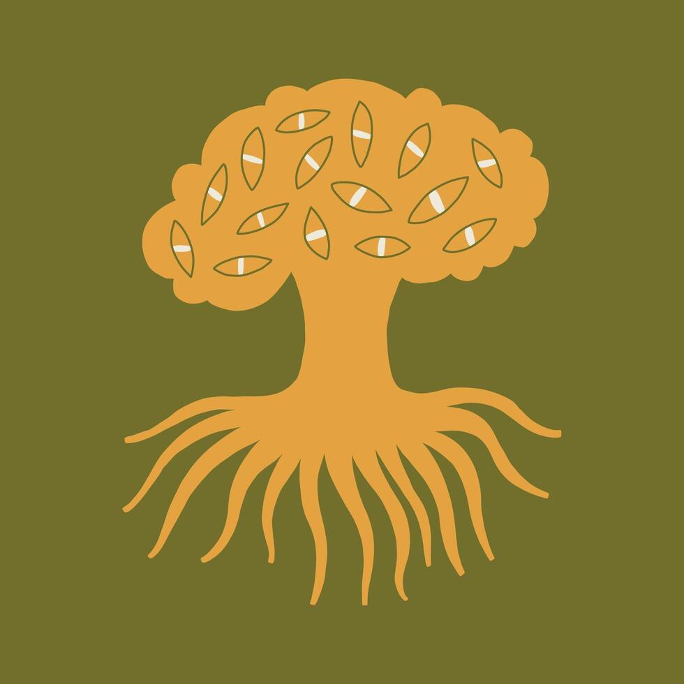 Simple Tree of Life with Eyes Tattoo vector