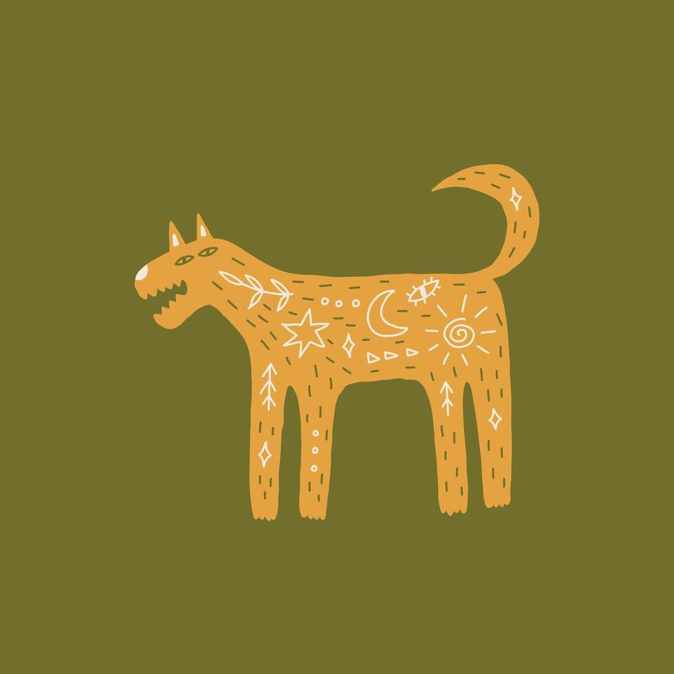 Scandinavian Folk Art Wolf vector