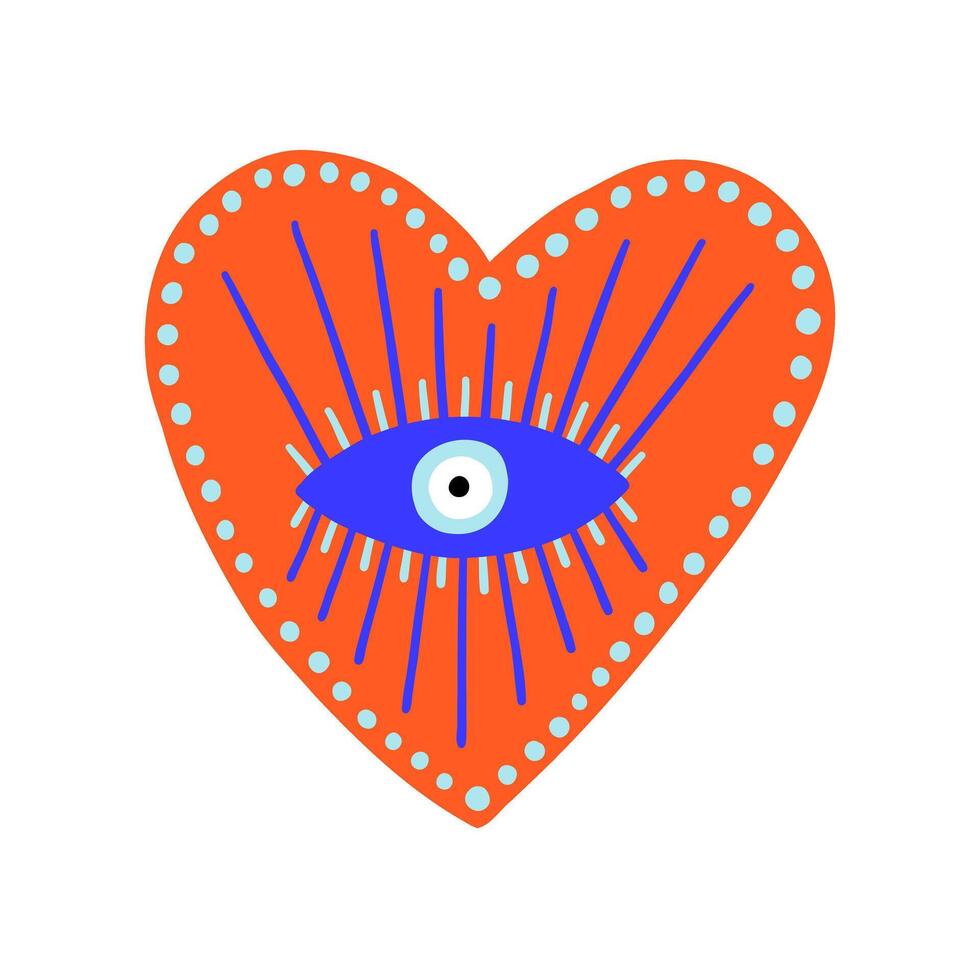 Eye evil turkish bead heart sign art vector