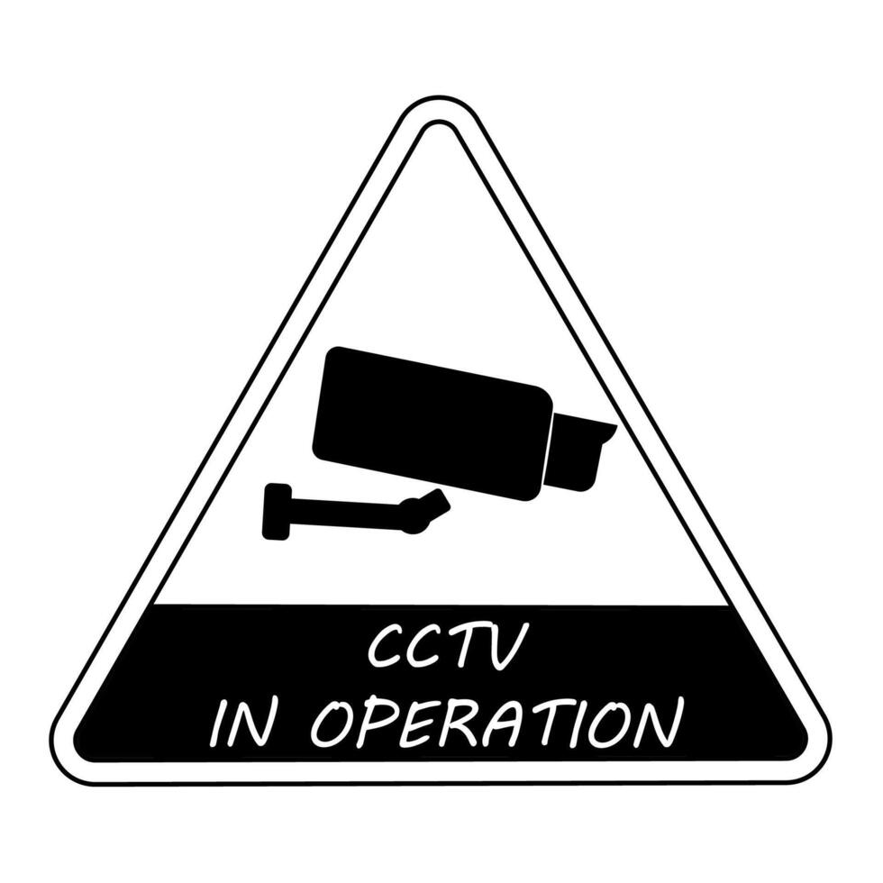 CCTV warning sign, minimalist digital illustration triangular Sticker vector