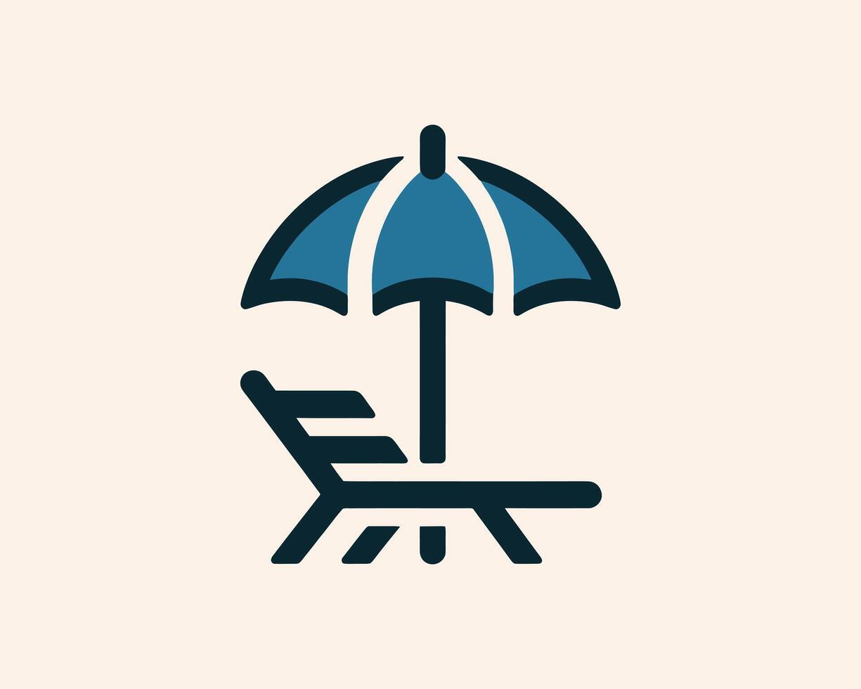 Beach chair with umbrella logo illustration design vector