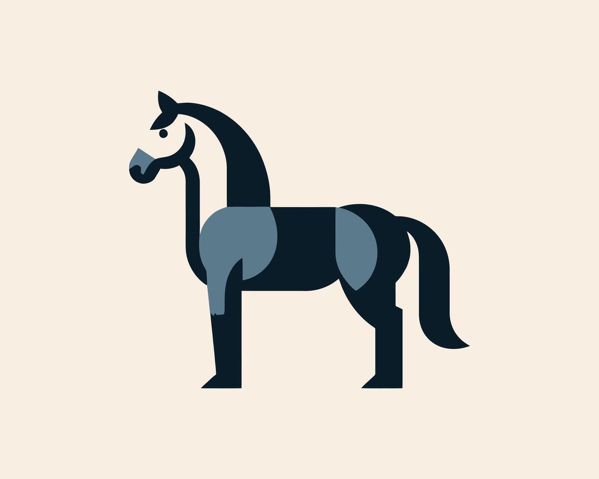 Horse full body line logo for minimal brand look vector