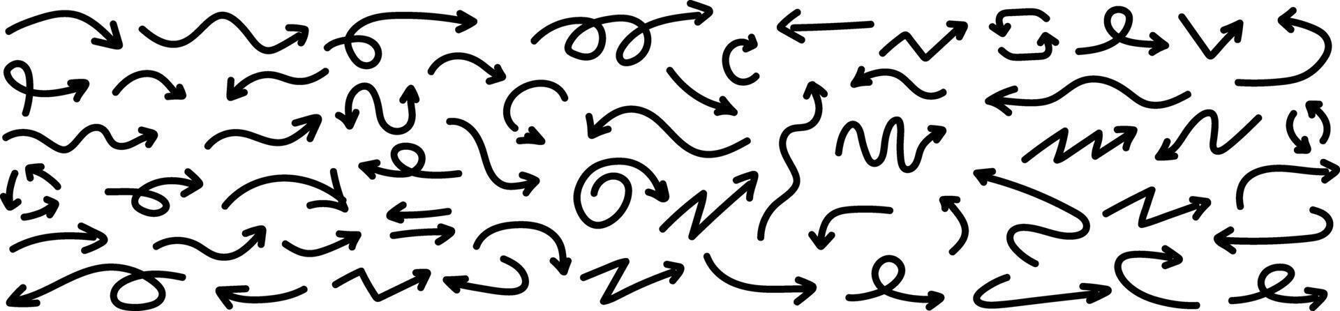 Arrows with brushes big black set icons. Arrow icon. Arrow collection vector