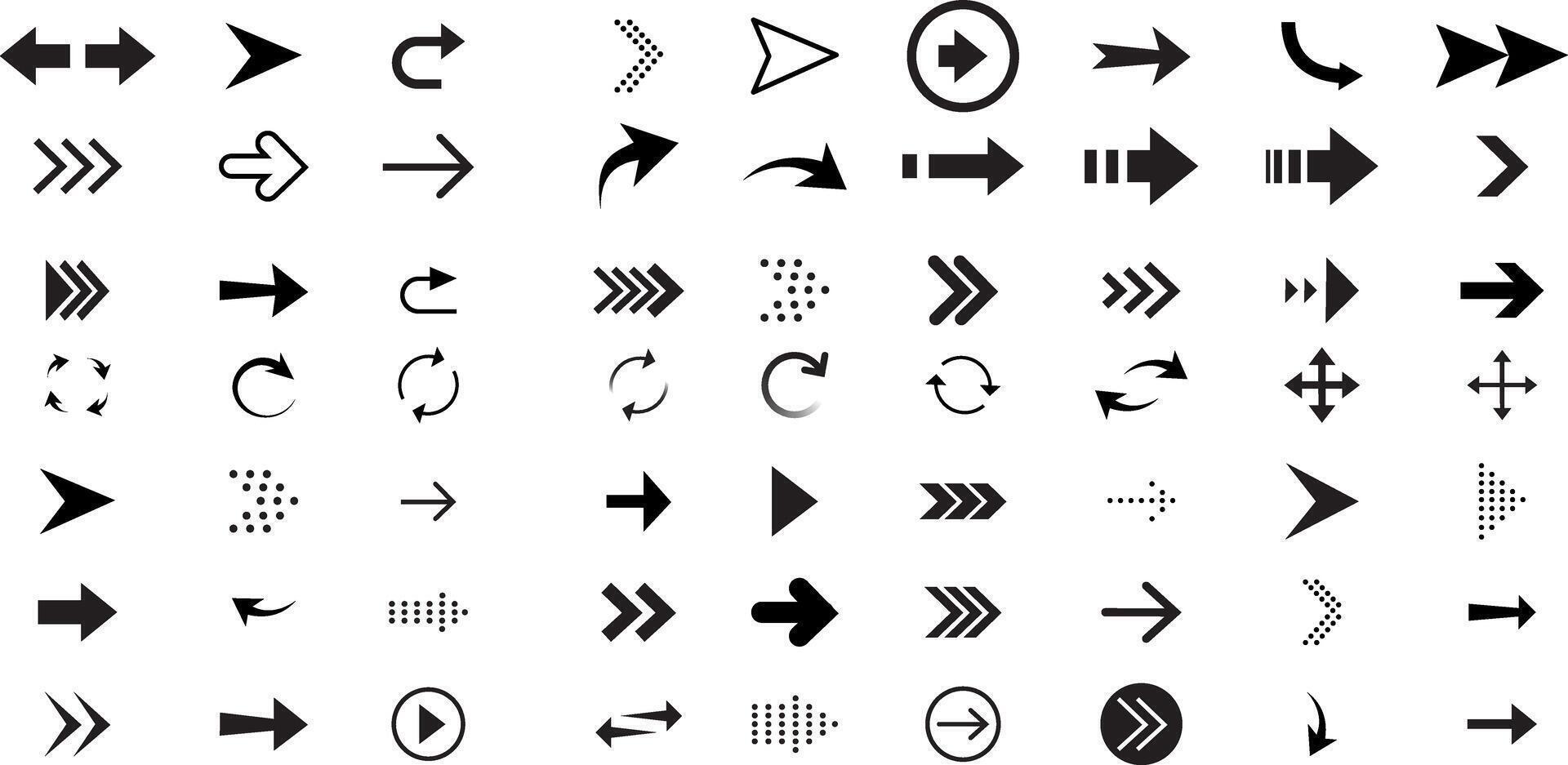 Set of black arrows. Arrows collection. vector