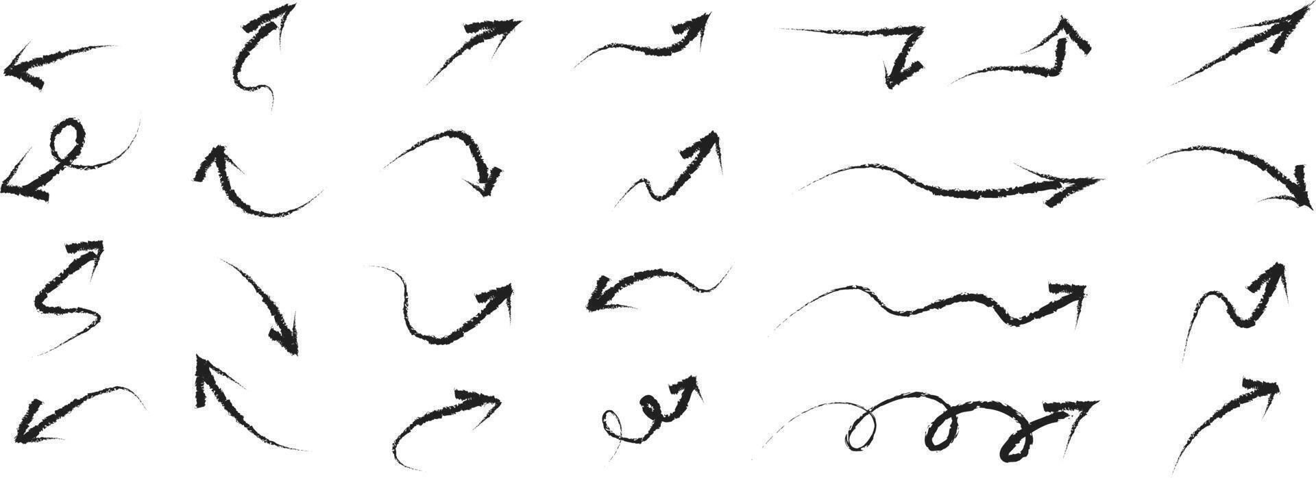 Hand drawn arrows doodle set on white background. design element illustration. vector