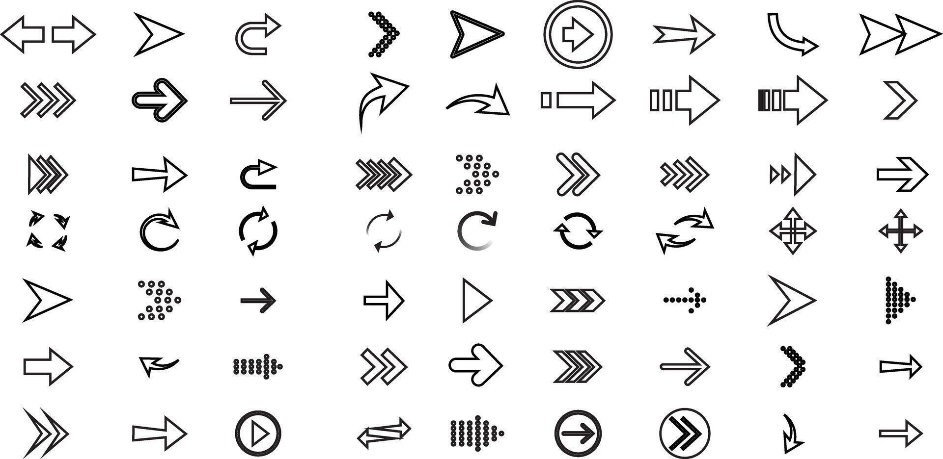 Set of black arrows. Arrows collection vector
