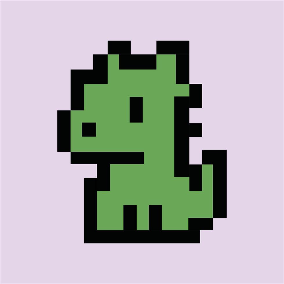 Retro 8-bit dragon icon on creamy lilac pixel background vector