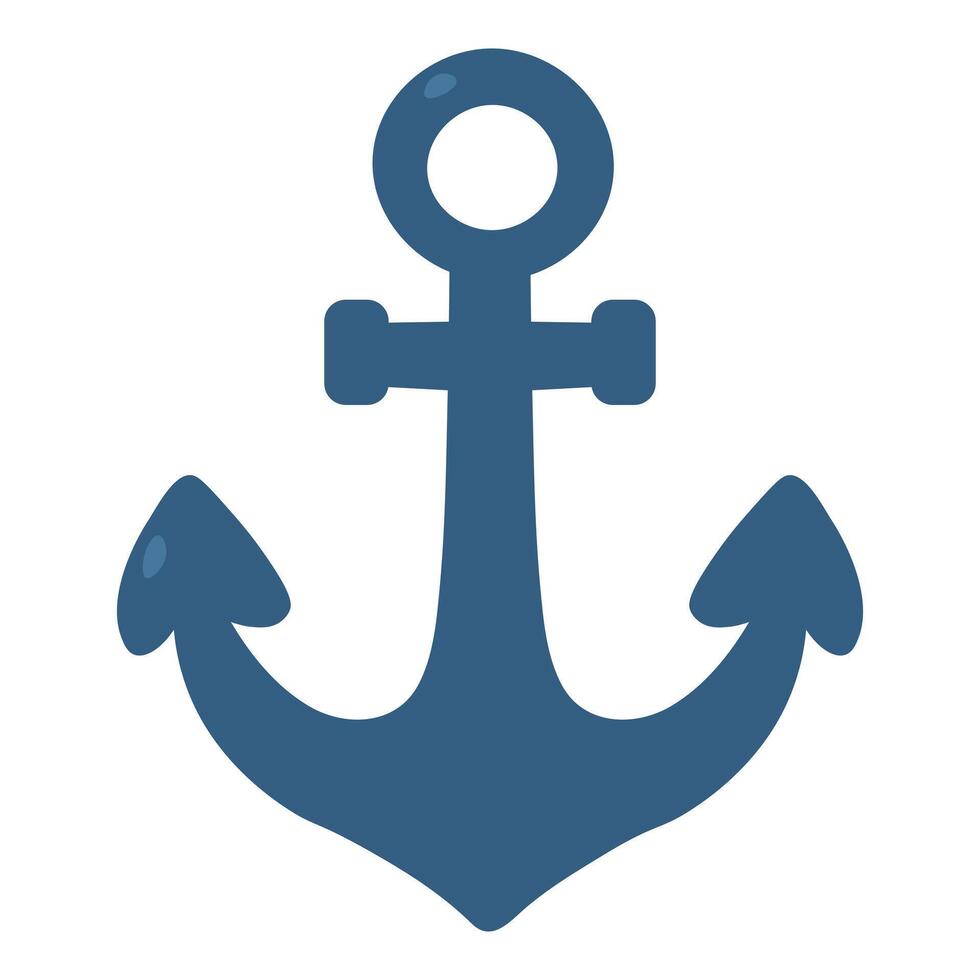 Cartoon navy anchor with curved flukes vector
