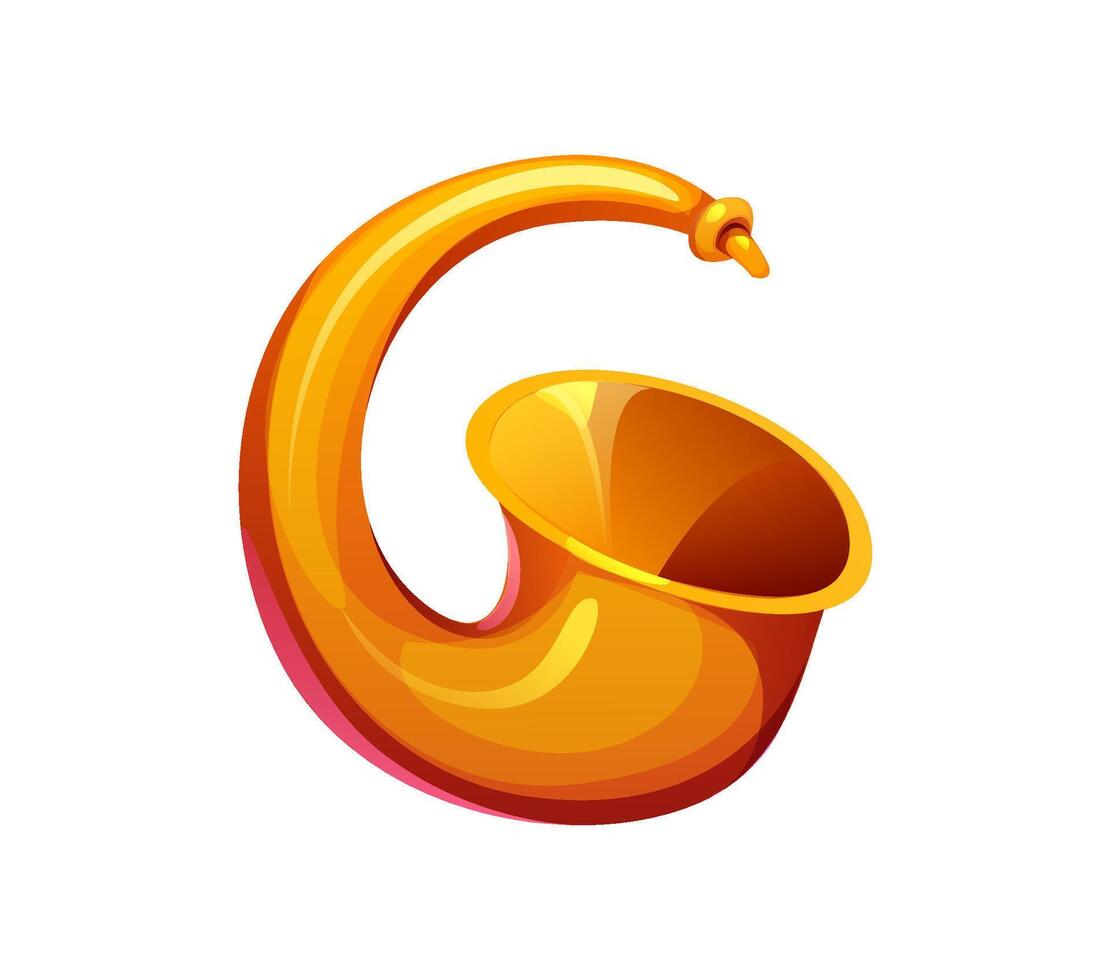 Cartoon musical font letter G as a shiny saxophone vector