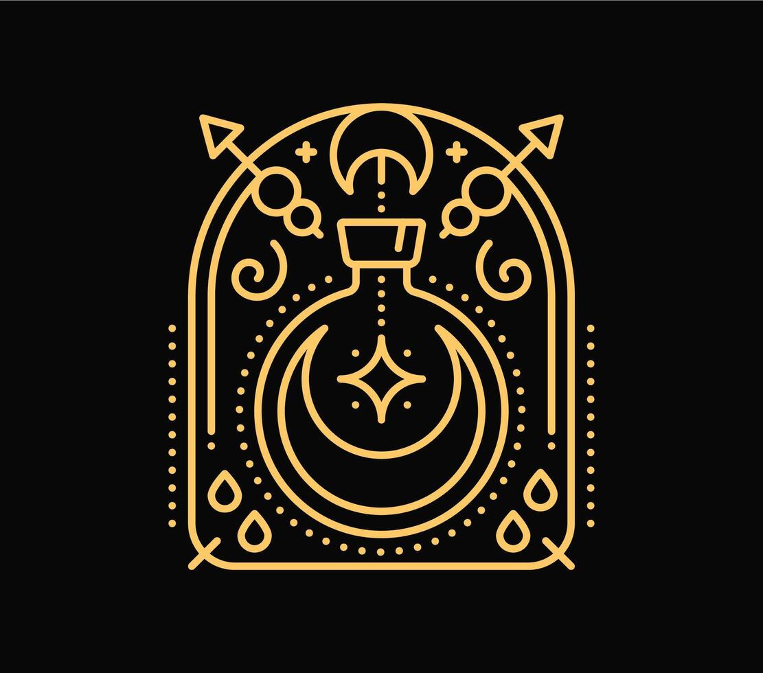 Celestial esoteric magic potion flask symbol vector
