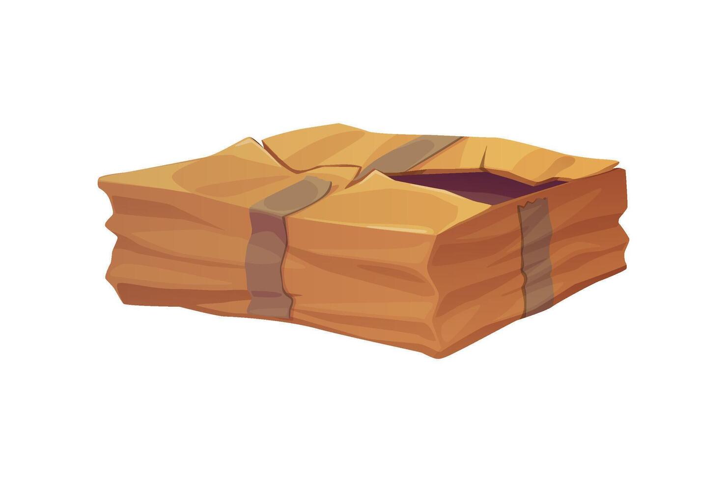 Damaged crumpled cargo delivery box or parcel vector