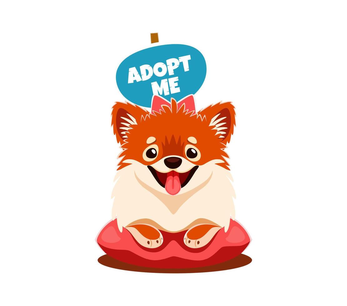 Adopt me icon with dog puppy pet on pillow vector