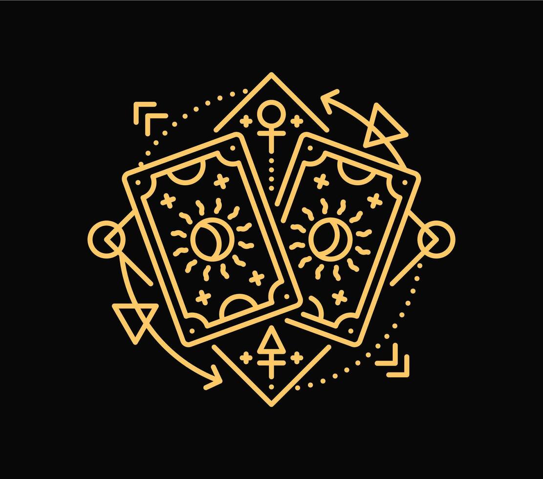 Esoteric Tarot cards symbol for mystic Boho tattoo vector