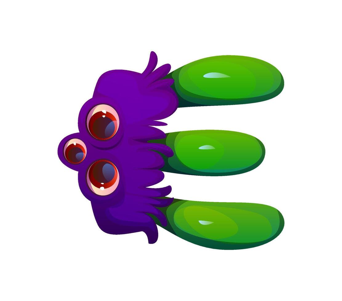 Bizarre monster character cartoon font letter E vector