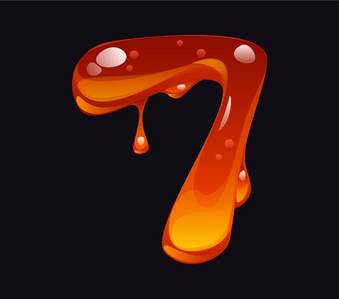 Tasty honey cartoon font typeset digit 7 seven vector