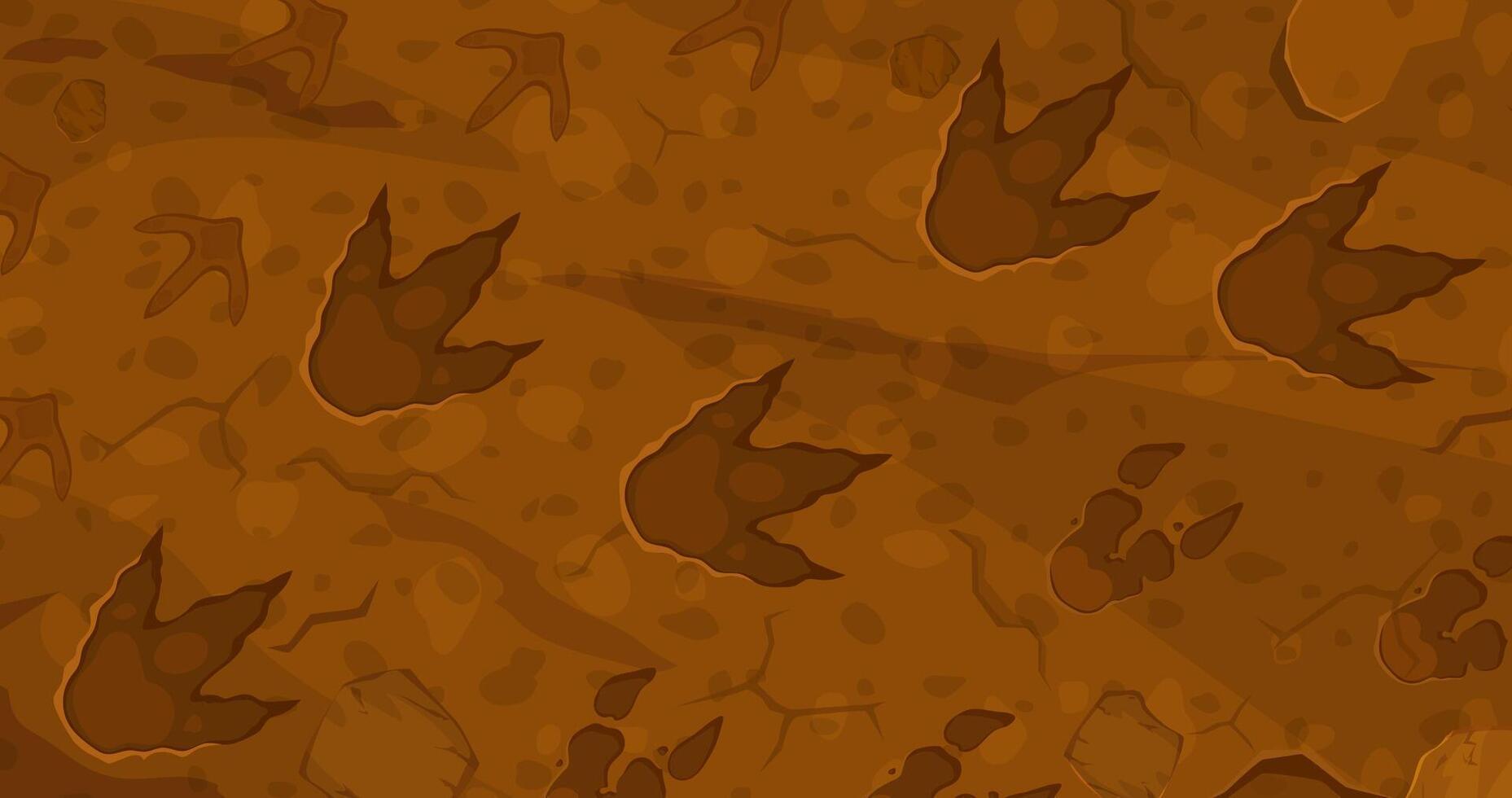 Dinosaur footprints of prehistoric lizard reptiles vector