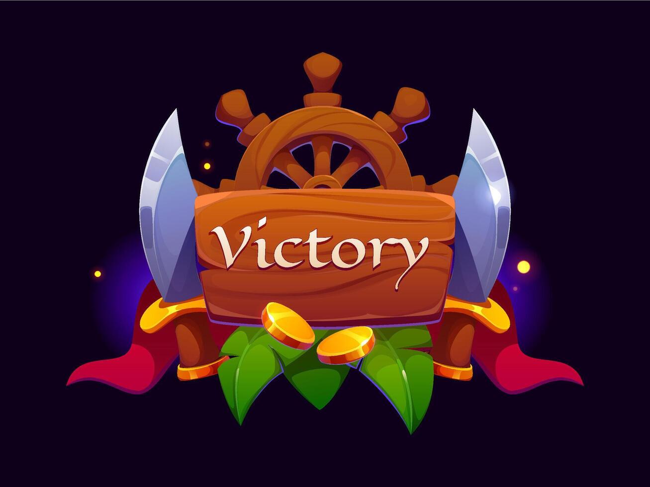 Pirate game victory award icon, ui asset vector