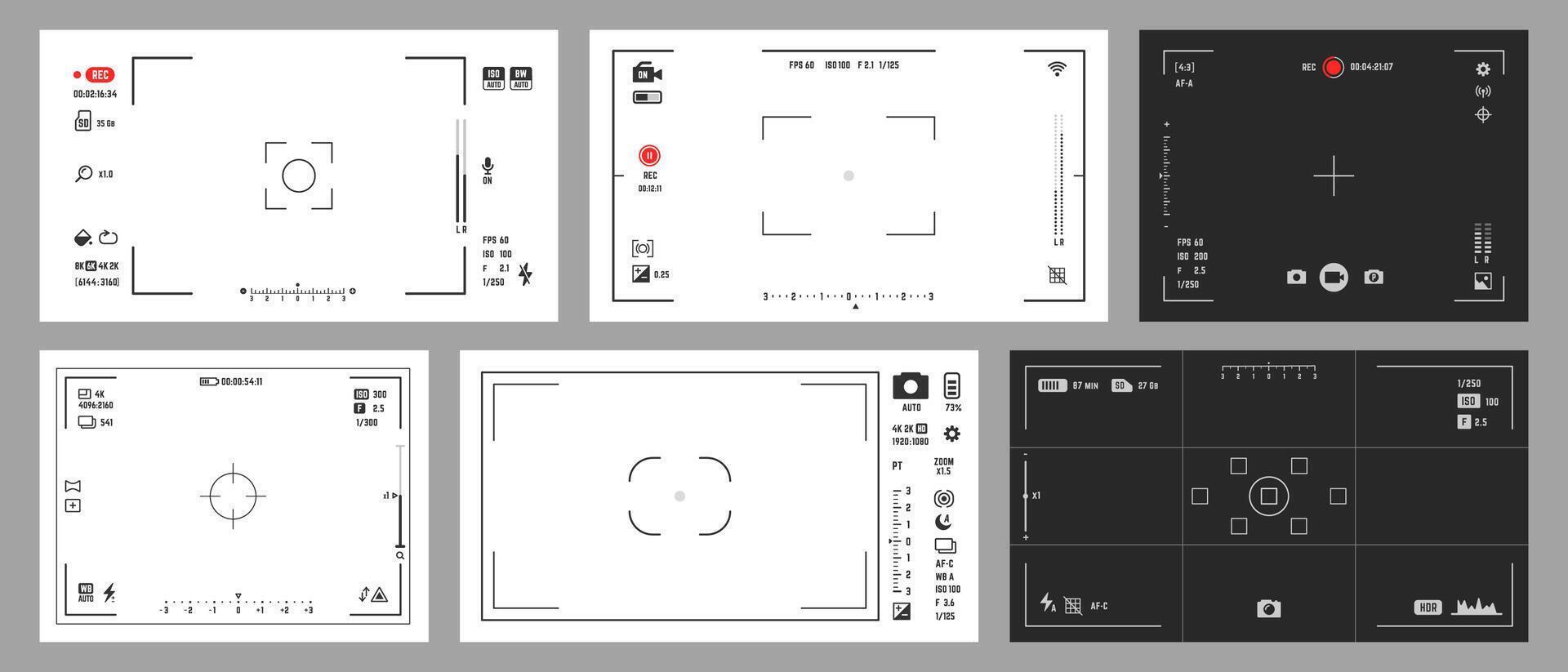 Photo and camera viewfinder display screen vector