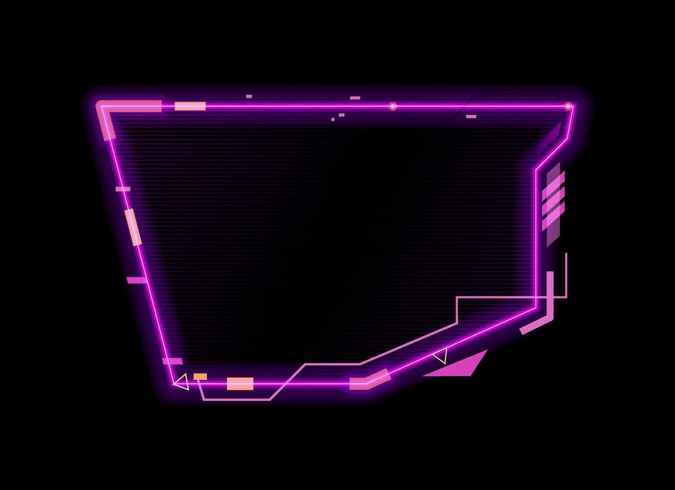 Purple neon game frame asset HUD interface overlay vector