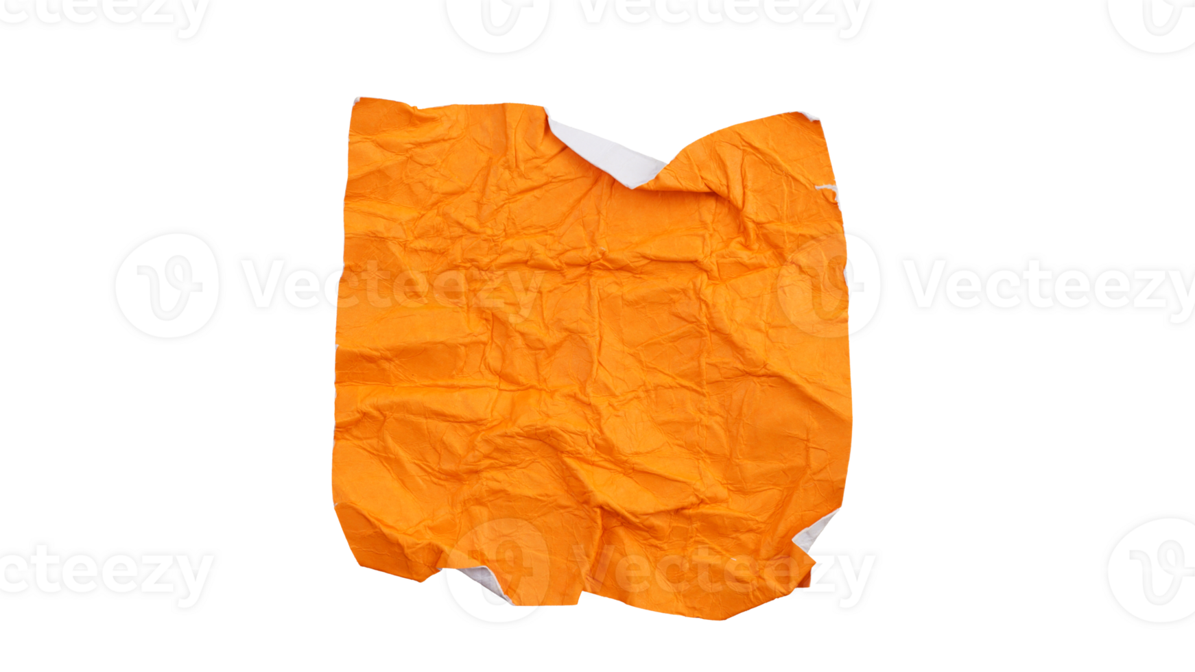 Orange adhesive paper sticker label in square shape isolated on transparent background png